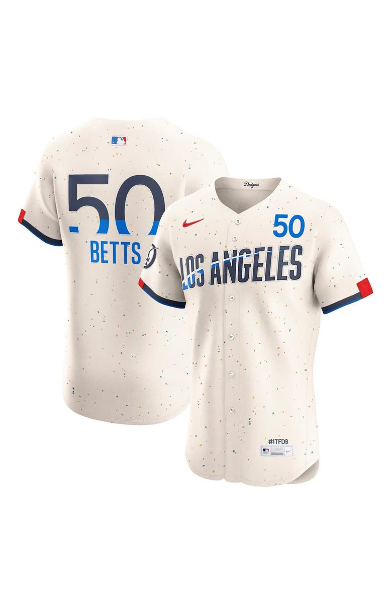 Nike Men's Nike Mookie Betts Cream Los Angeles Dodgers City Connect Elite Jersey, Main, color, Cream