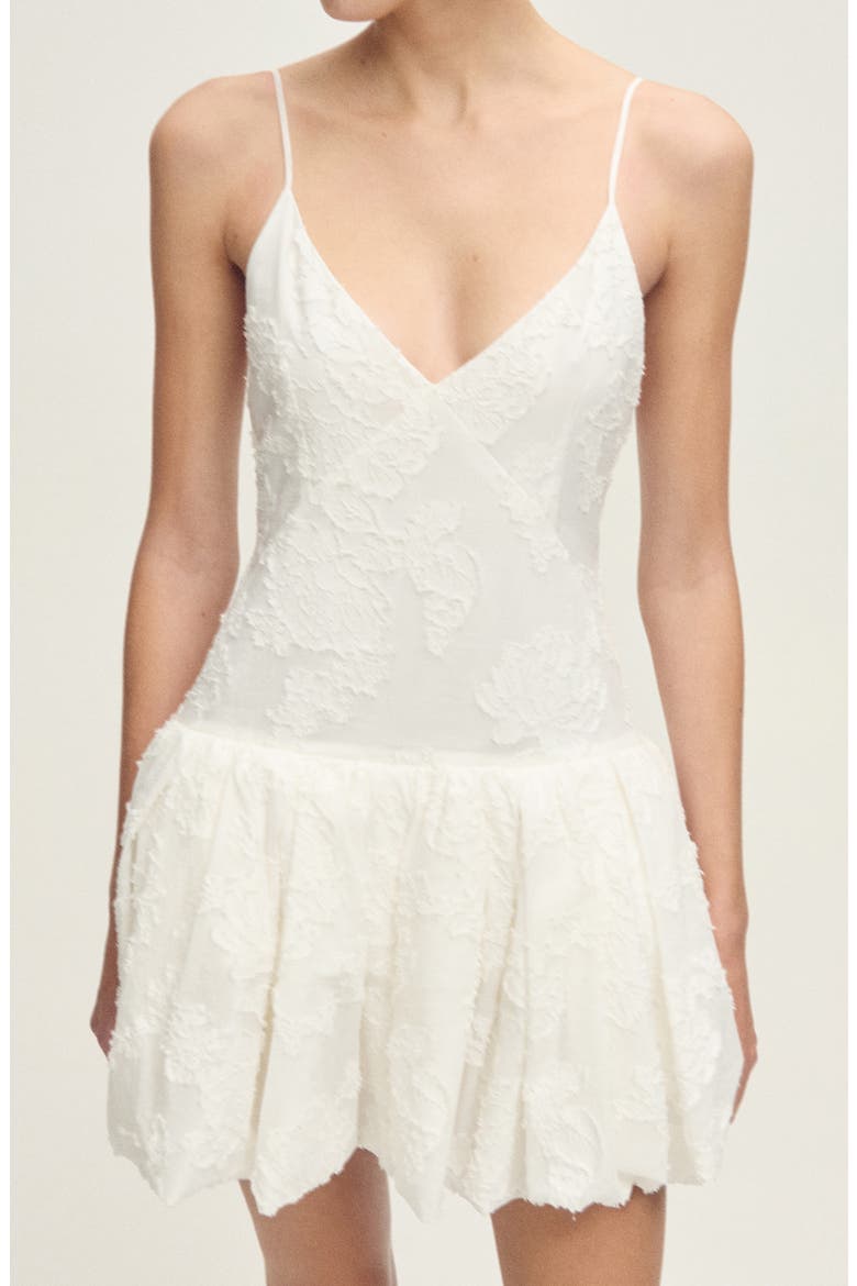 Embroidered Bubble Minidress, Alternate, color, WHITE