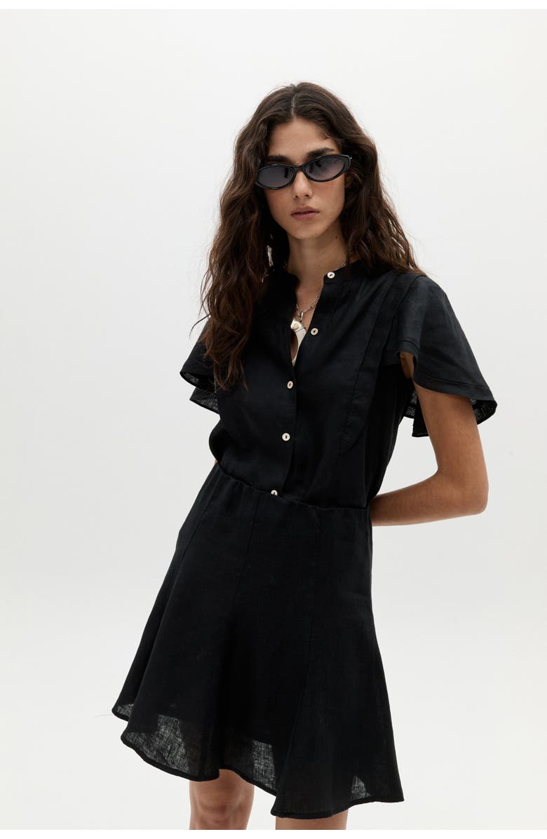 LANHTROPY Willow Linen Shirt, Main, color, Black
