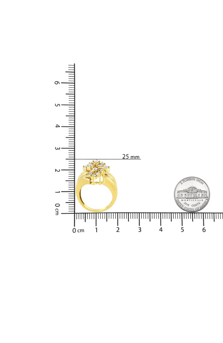 Haus of Brilliance 10K Gold 1 1/2 Cttw Diamond Cluster Tapered Shank Cocktail Ring, Alternate, color, Yellow Gold
