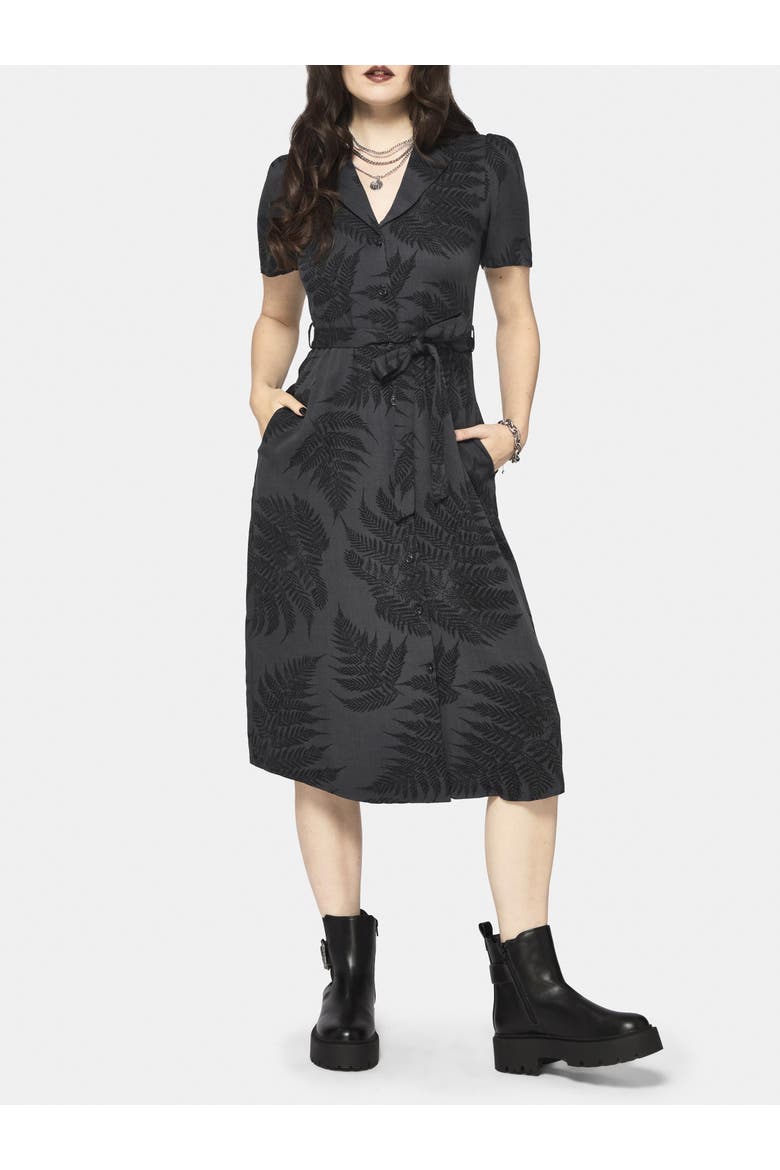 Ruin Fern Button Midi Shirt Dress, Main, color, Grey