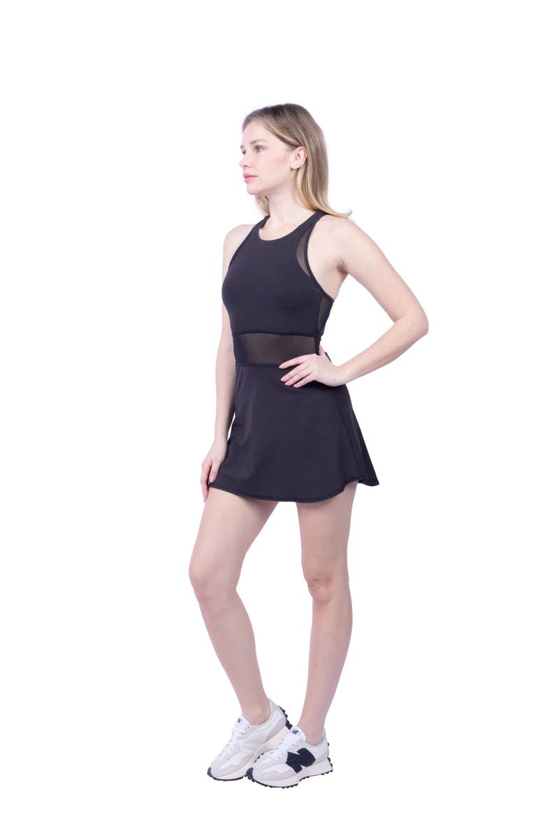 Lezat Leena Organic Cotton & Mesh Sport Dress, Alternate, color, Black