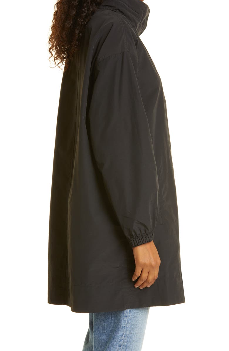 Eileen Fisher Stand Collar Hidden Hood Organic Cotton Blend Coat, Alternate, color, 