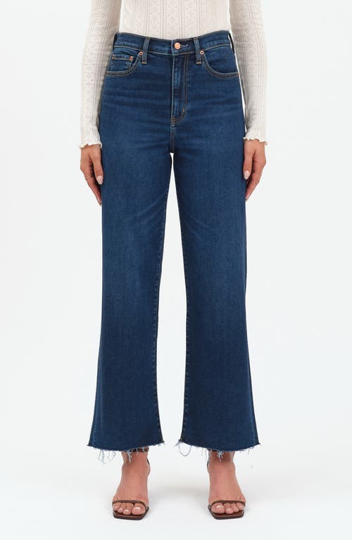 Daze Pleaser High Waist Raw Hem Crop Jeans In Blue