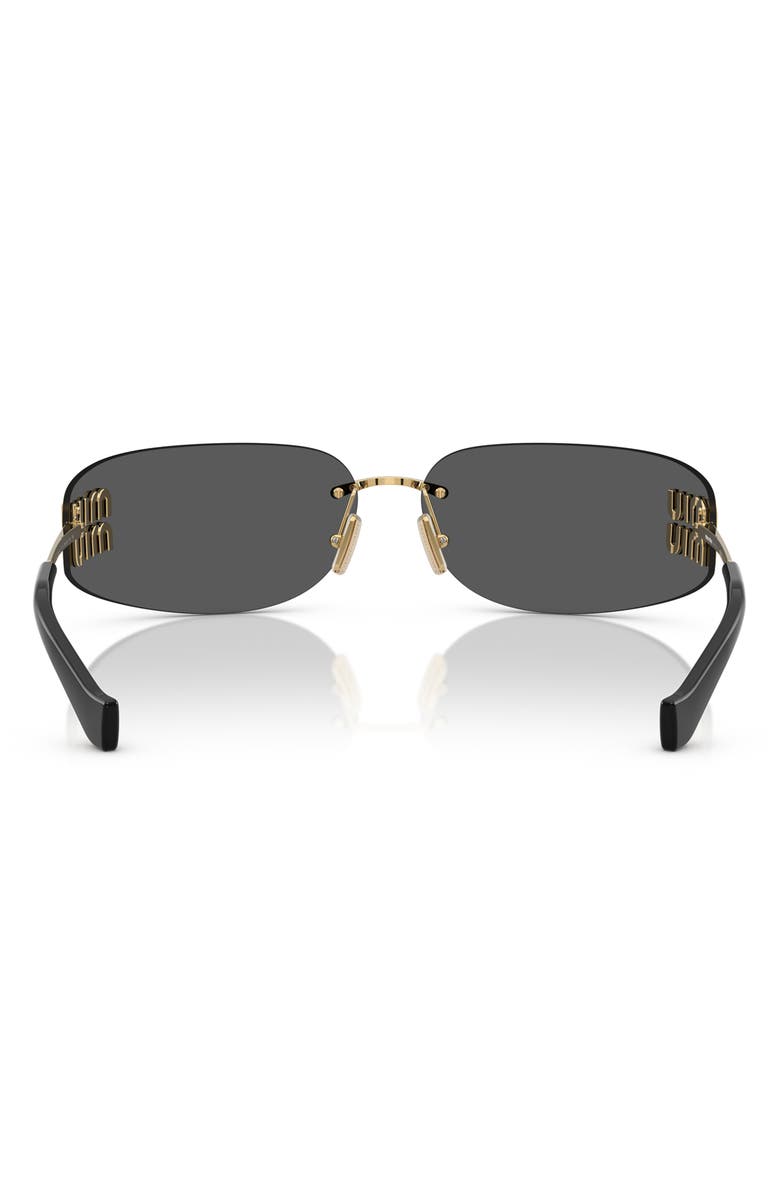 Miu Miu 75mm Oversize Rectangular Wrap Sunglasses, Alternate, color, Gold / Dark Grey