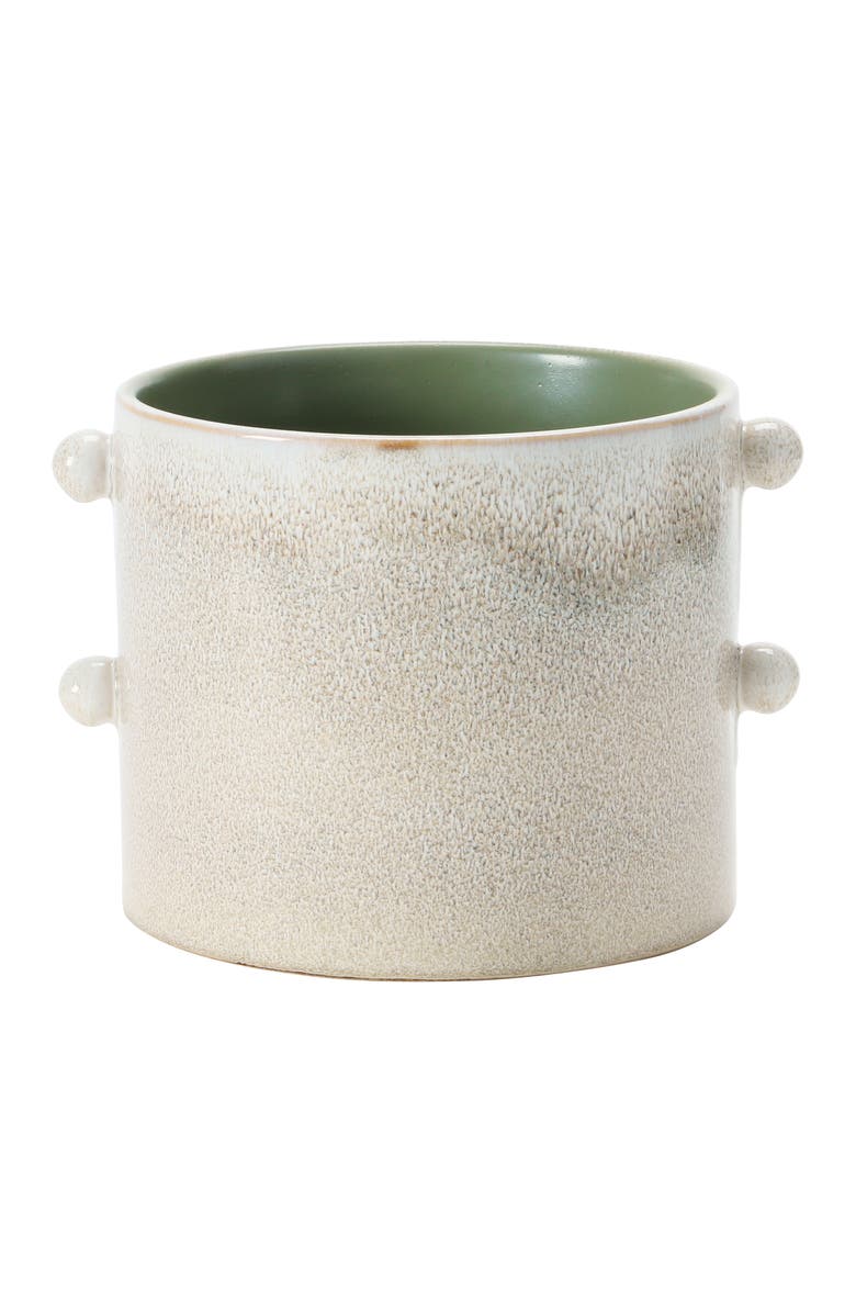 Storied Home Round Stoneware Planter with Reactive Glaze, Main, color, Cream