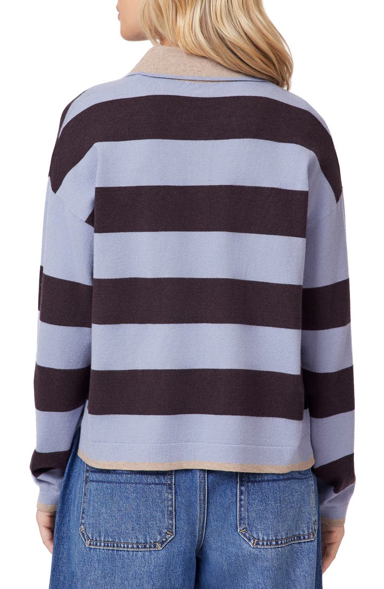 Scotch & Soda Stripe Polo Sweater, Alternate, color, Eventide / Seal Brown