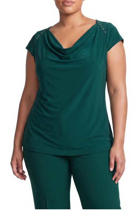 Cowl Neck Cap Sleeve Knit Top