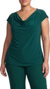 KASPER Cowl Neck Cap Sleeve Knit Top
