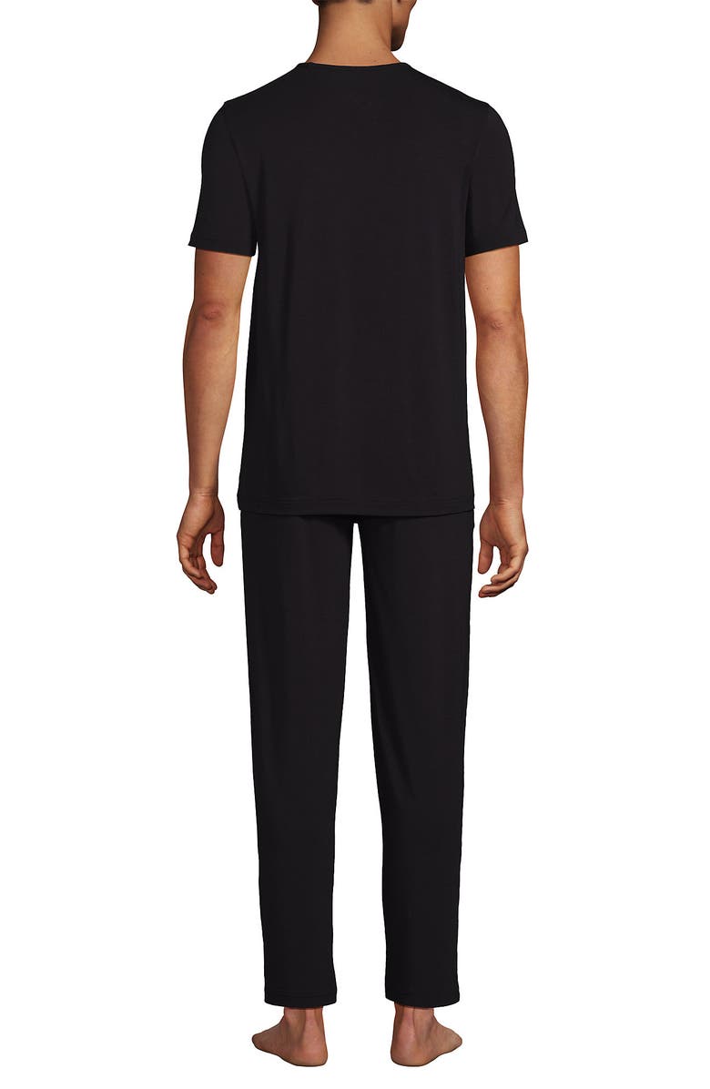 Lands' End Short Sleeve Cooling Knit V-Neck Pajama Set, Alternate, color, Black