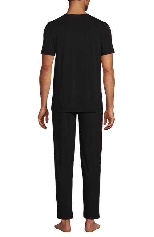 Lands' End Short Sleeve Cooling Knit V-neck Pajama Set In Black