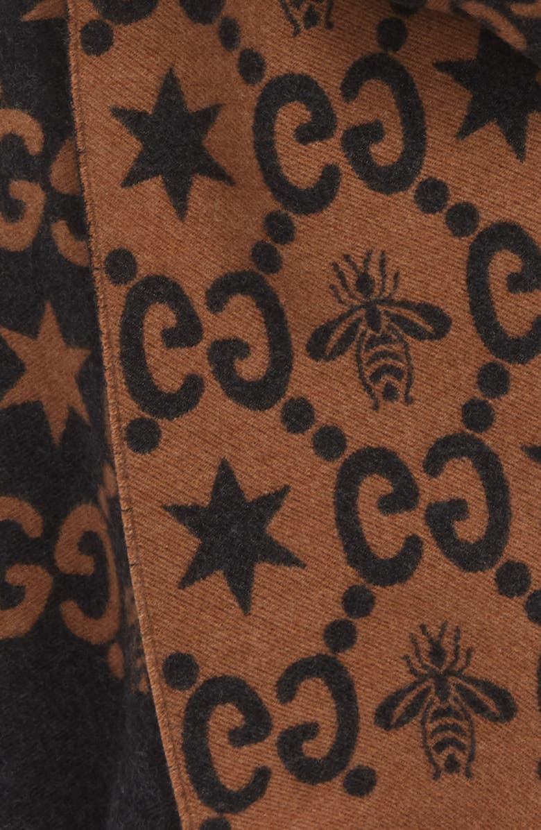 Gucci Bee Wool & Silk Scarf, Alternate, color,