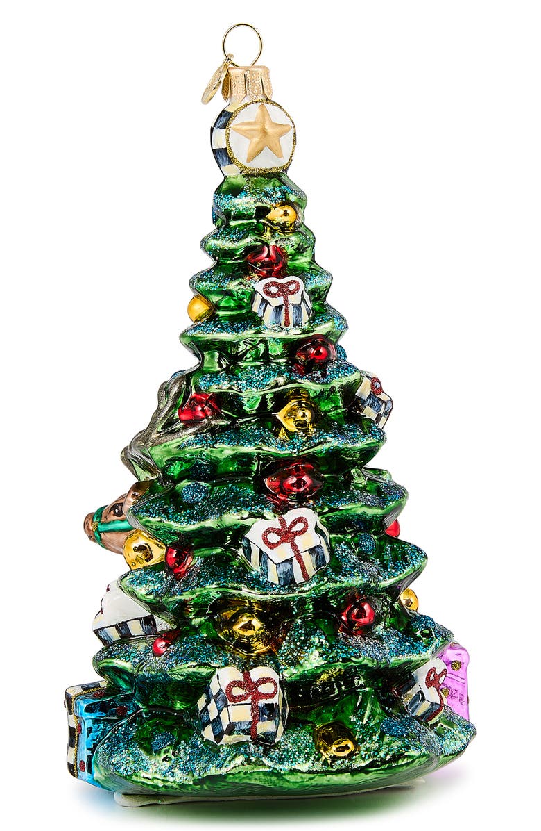 MACKENZIE CHILDS Holiday Forest Tree Glass Ornament, Alternate, color, Green