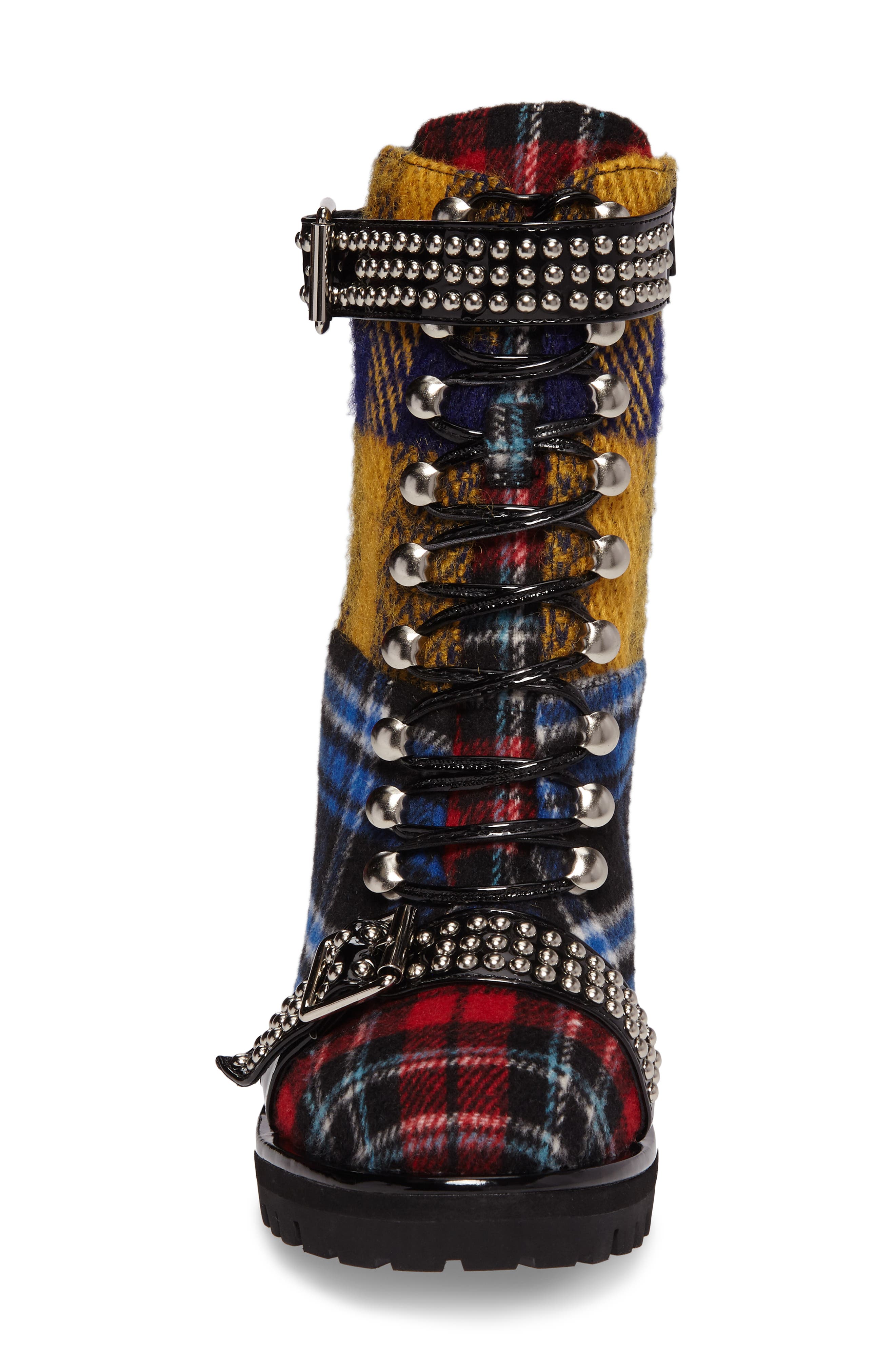 Lilith Block Heel Bootie, Alternate, color, RED PLAID FABRIC
