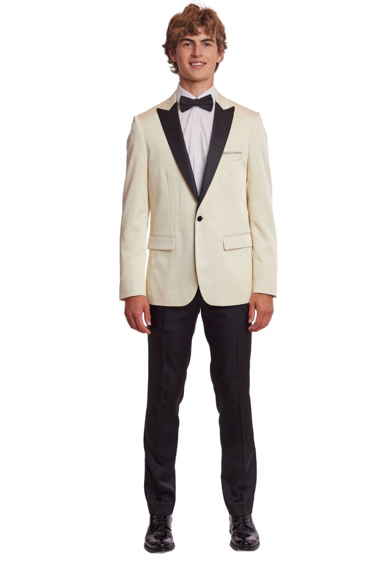 Grosvenor Slim Fit Peak Lapel Tuxedo Jacket, Alternate, color, IVORY BLACK