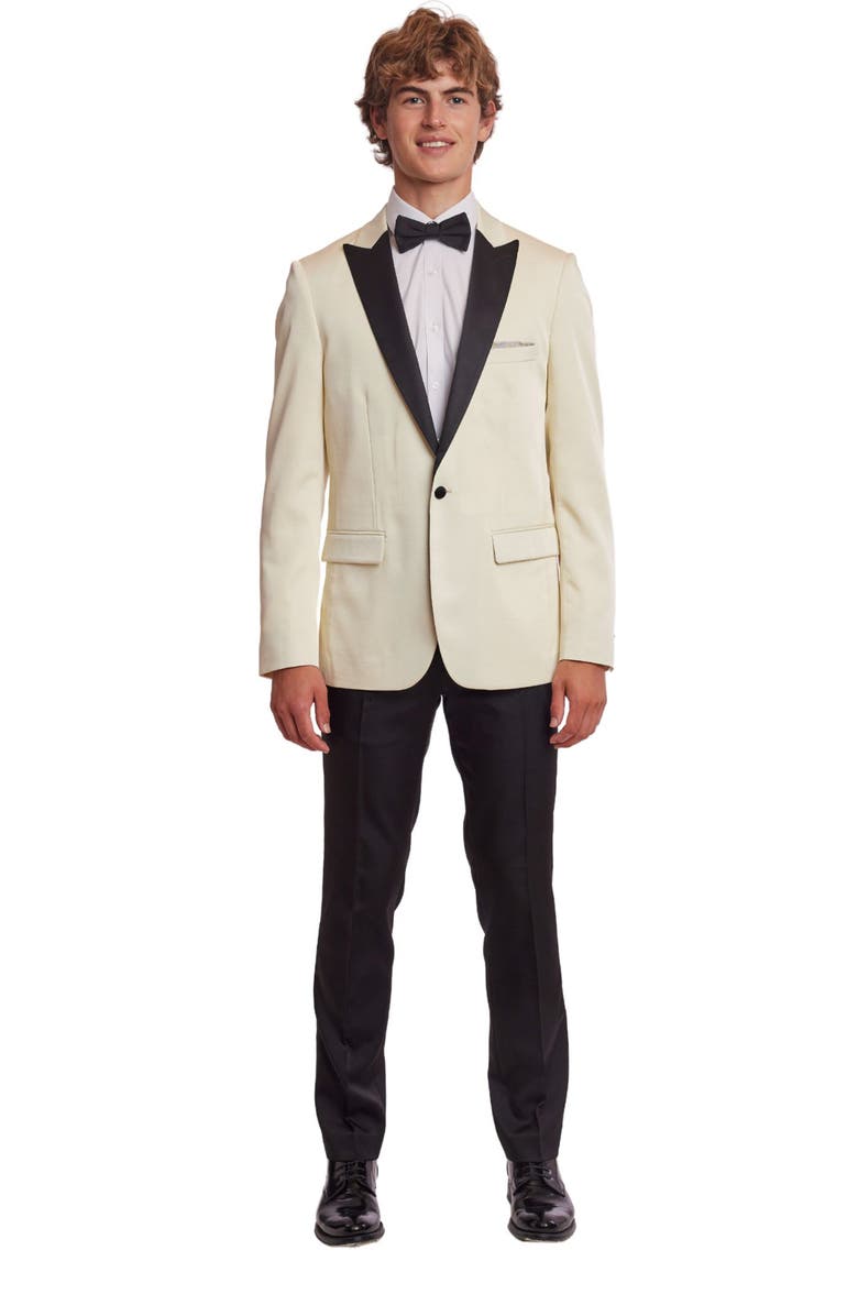 PAISLEY & GRAY Grosvenor Slim Fit Peak Lapel Tuxedo Jacket, Alternate, color, Ivory Black