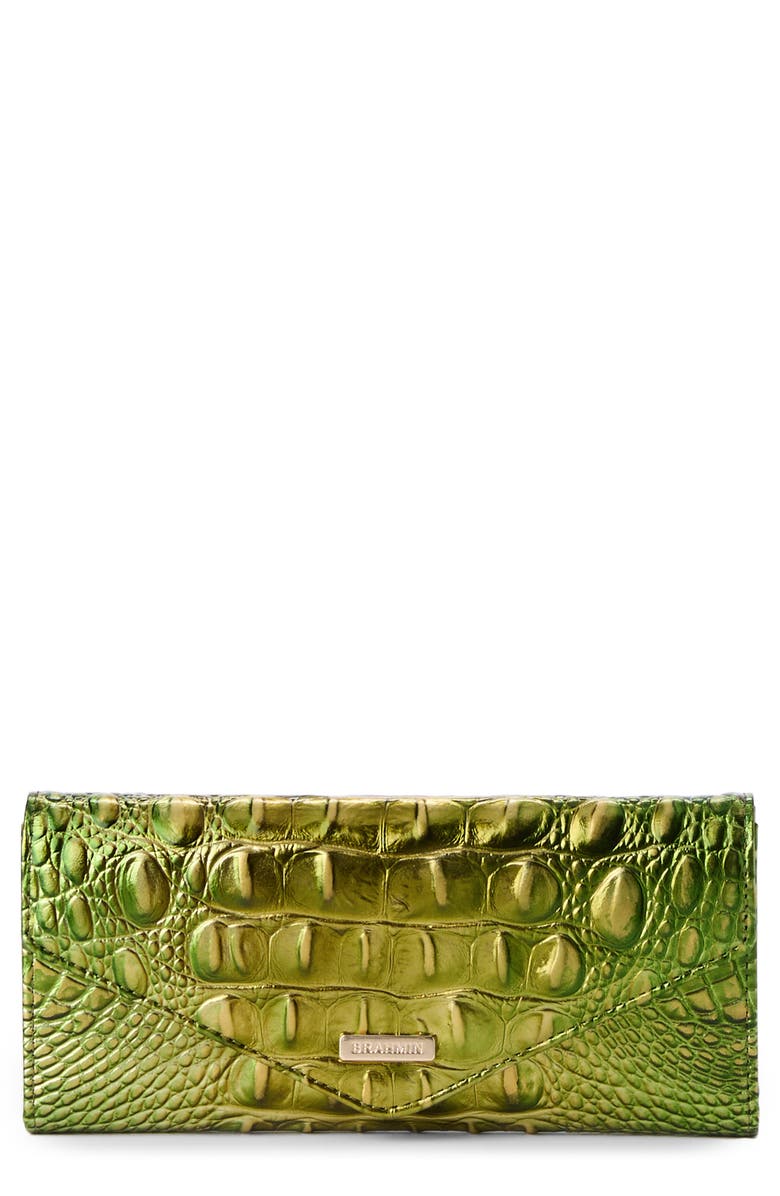 Brahmin Veronica Croc Embossed Leather Wallet, Main, color, 