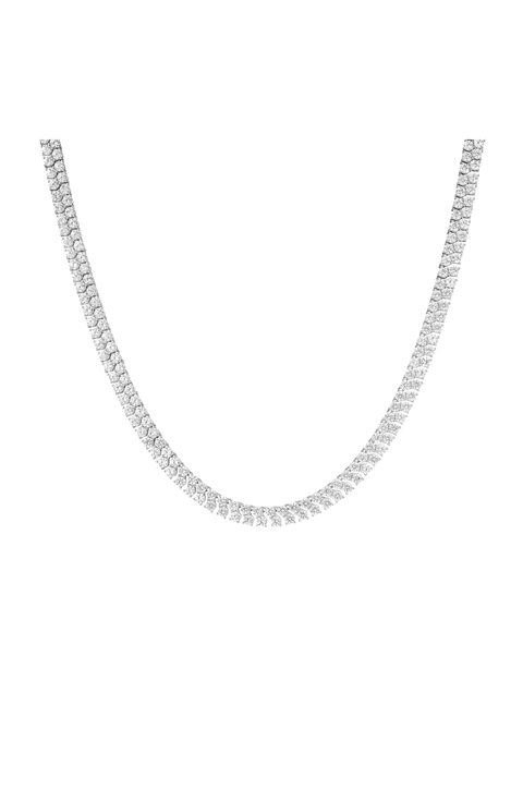 Lab Grown Sapphire Double Row Tennis Necklace
