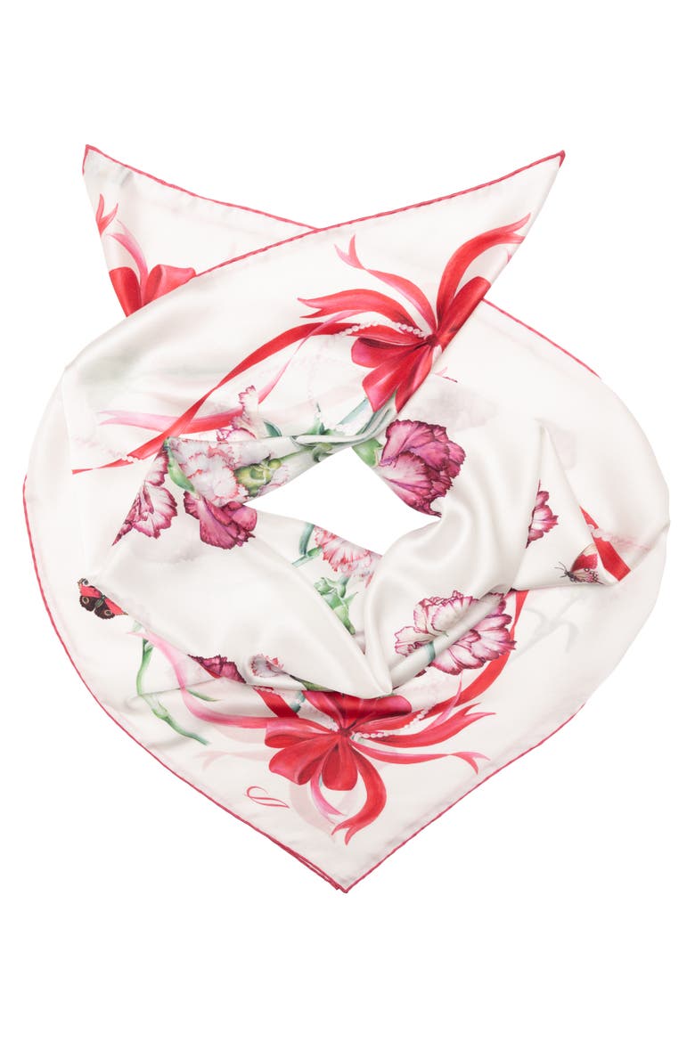 Fior di Mamma - Hand Rolled Silk Foulard for Women, Alternate, color, Red