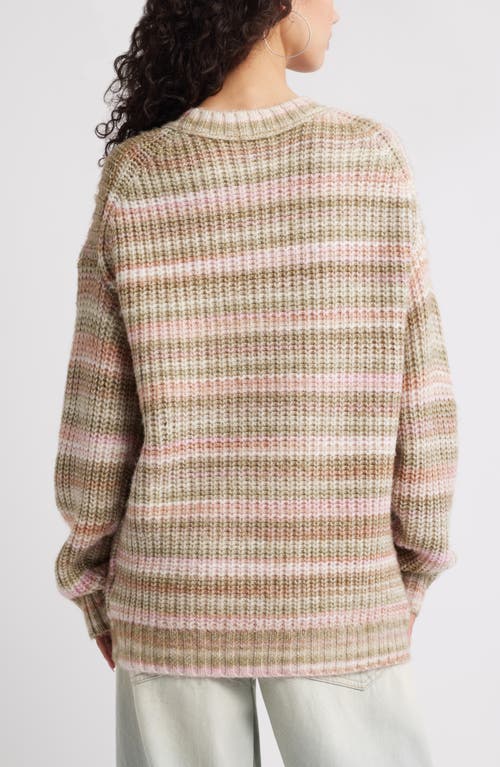 Bp. Space Dye Oversize Sweater In Ivory Multi Marl Stripe