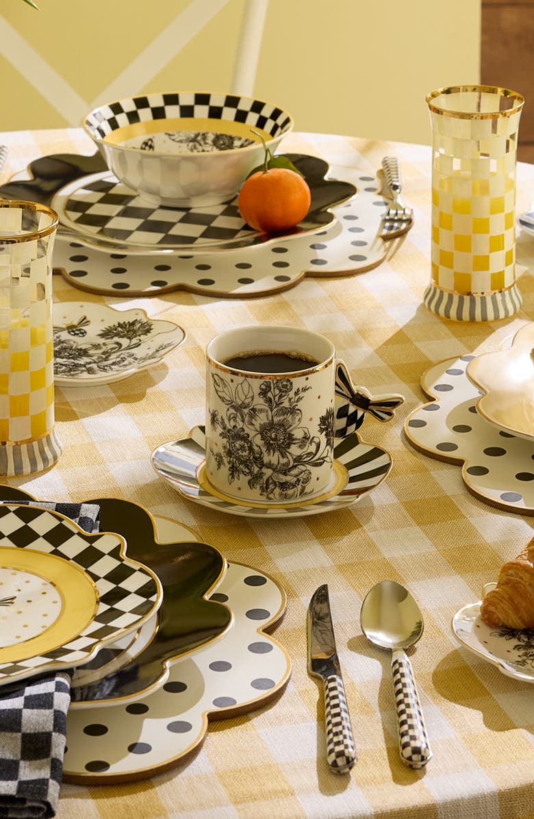 MACKENZIE CHILDS Bee Toile Cup & Saucer, Alternate, color, White