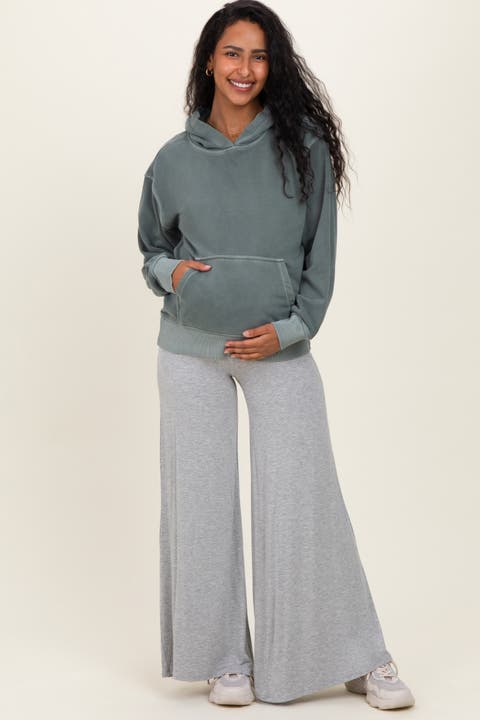 Fold Over Waist Wide Leg Lounge Pants