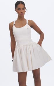 Miss Circle Francine Cotton Denim Crossover Strap Mini Dress