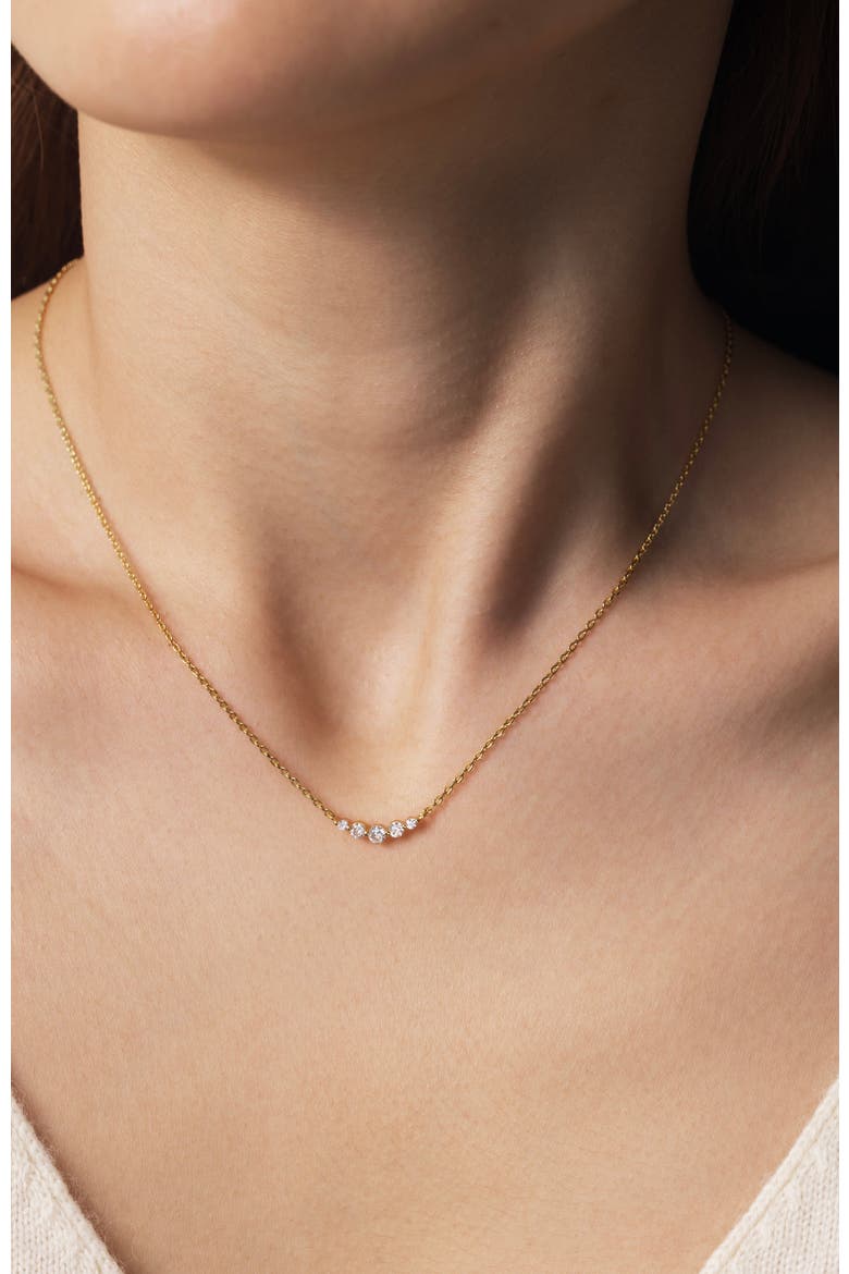 Mini Arc Diamond Necklace, Alternate, color, Gold