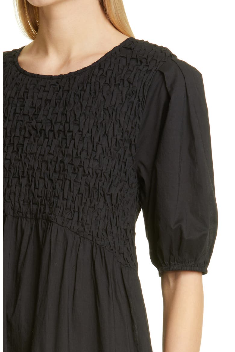 Vallarta Smocked Cotton Tiered Dress, Alternate, color, BLACK