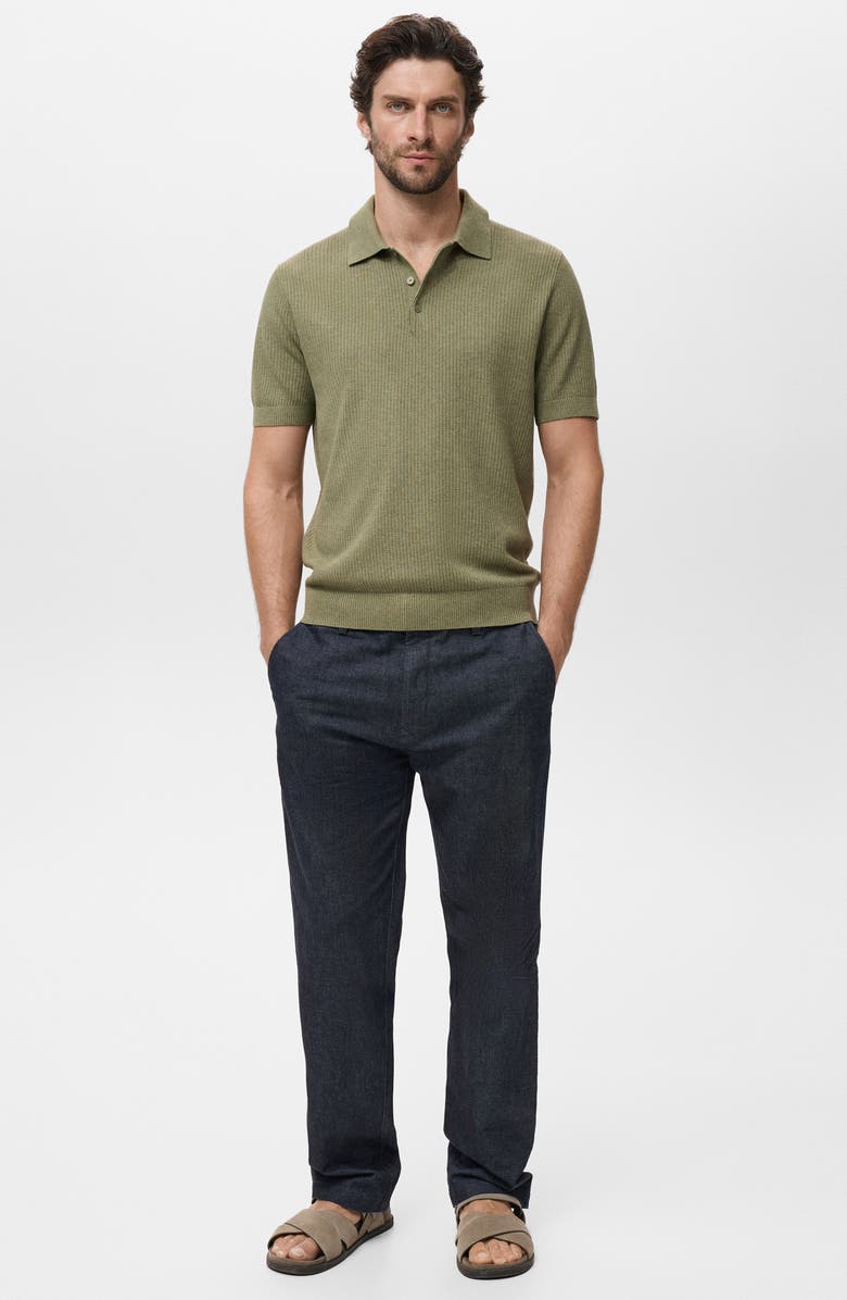 MANGO Ribbed Polo Sweater, Alternate, color, Dark Green