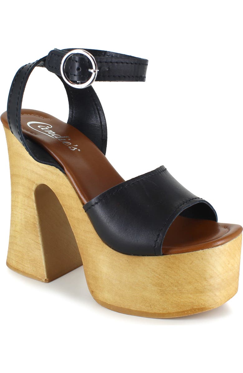 Candie's Ida Platform Sandal, Main, color, Black Leather