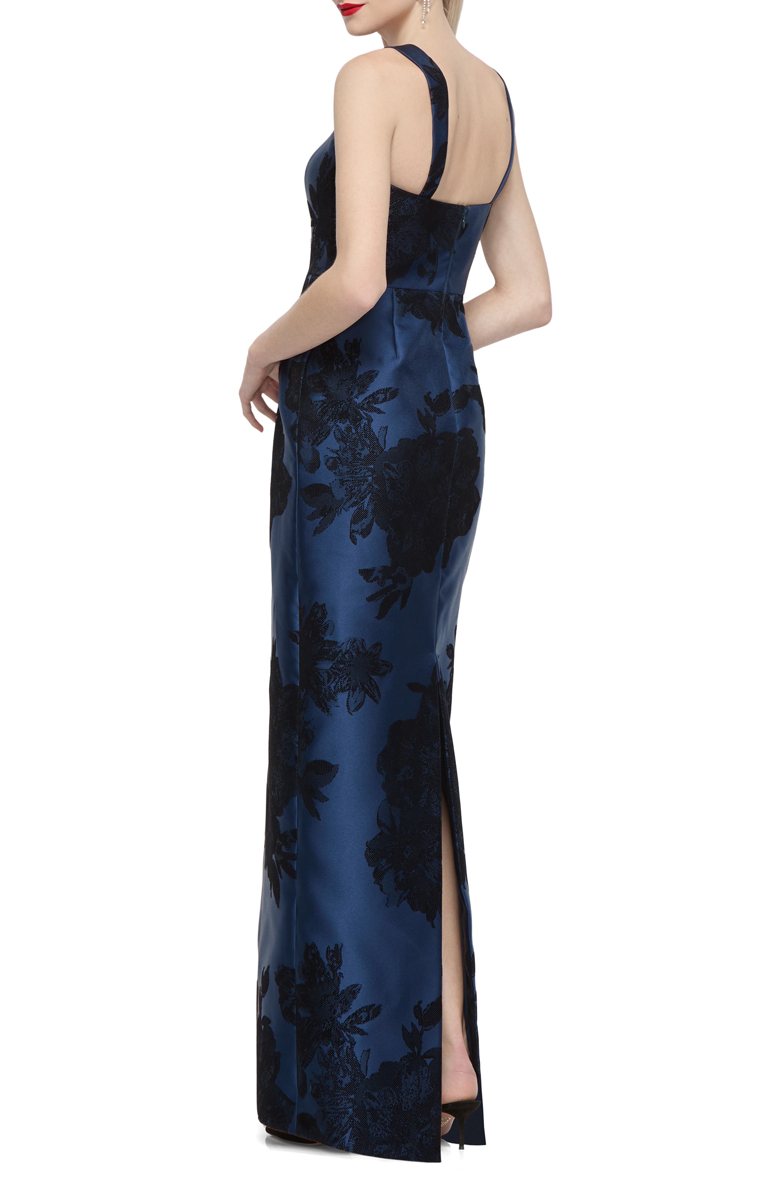 Alfred Sung Linden Floral Lace Matte Satin Gown (Women) | Nordstrom