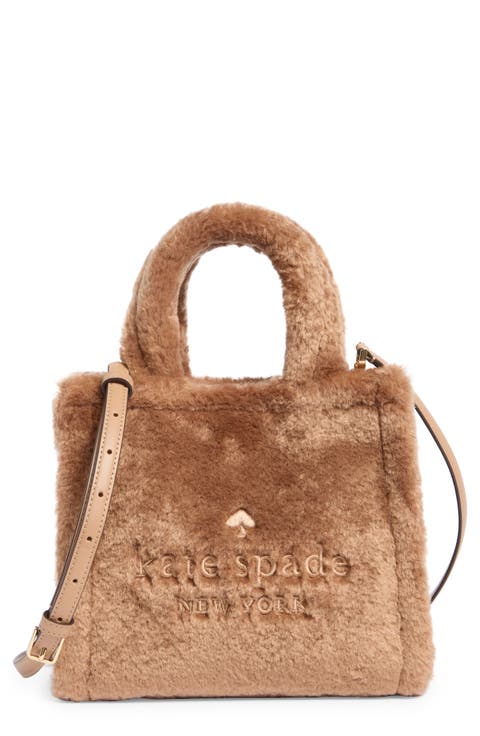 ellie faux fur small tote bag