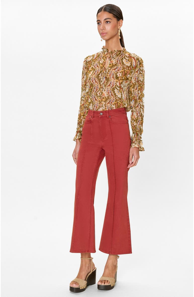 Rebecca Taylor Remi Stretch Kick Flare, Alternate, color, Burnt Sienna