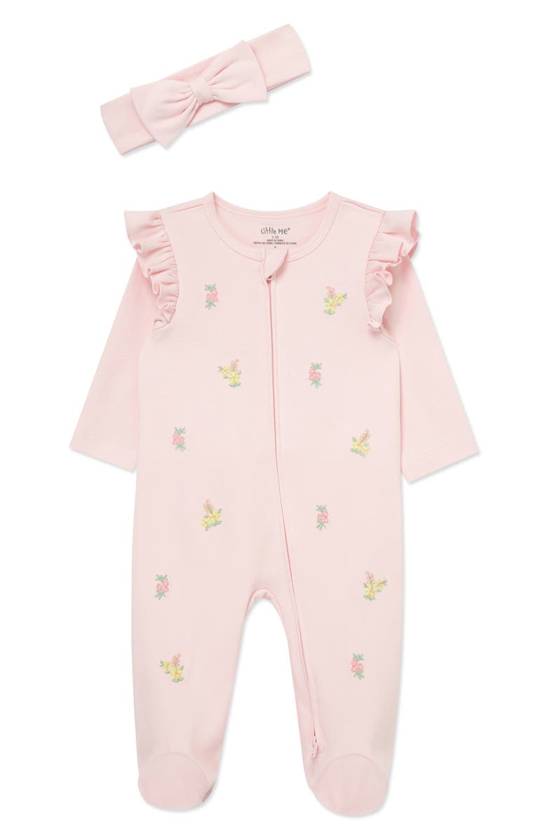 Baby Grey Ruffle Romper & Head Wrap Set