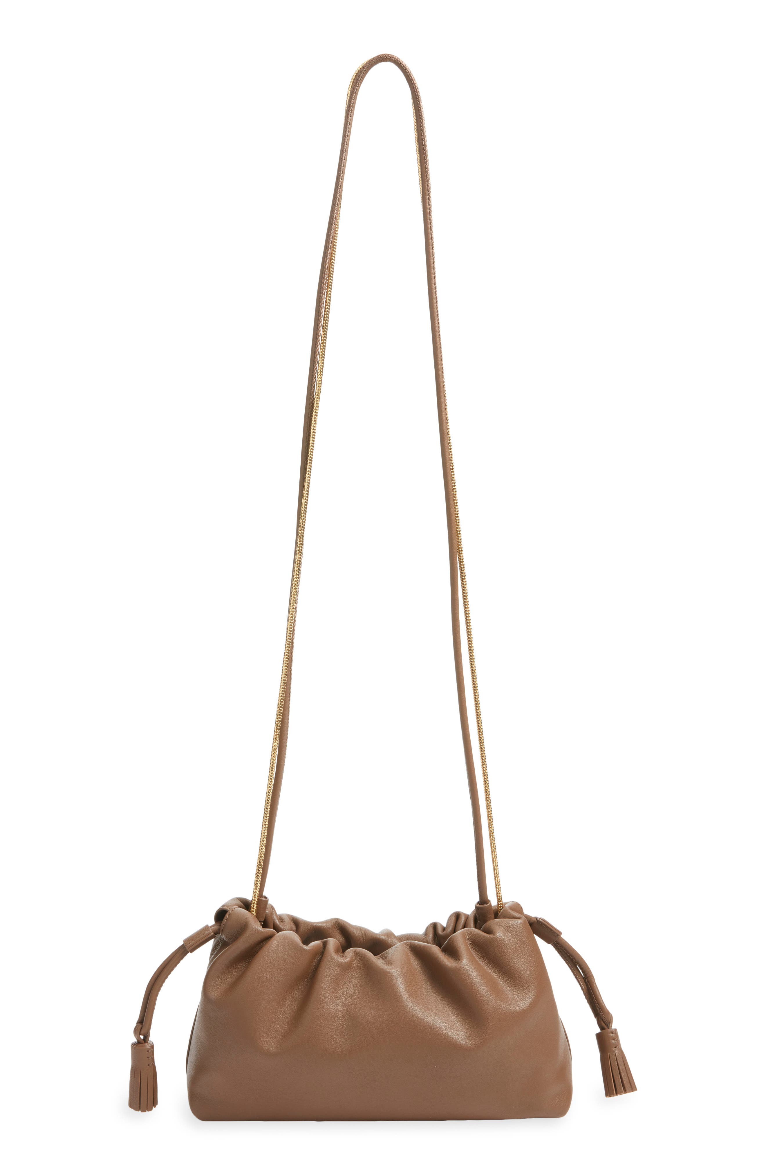 Small Stash Leather Bag, Alternate, color, BARK