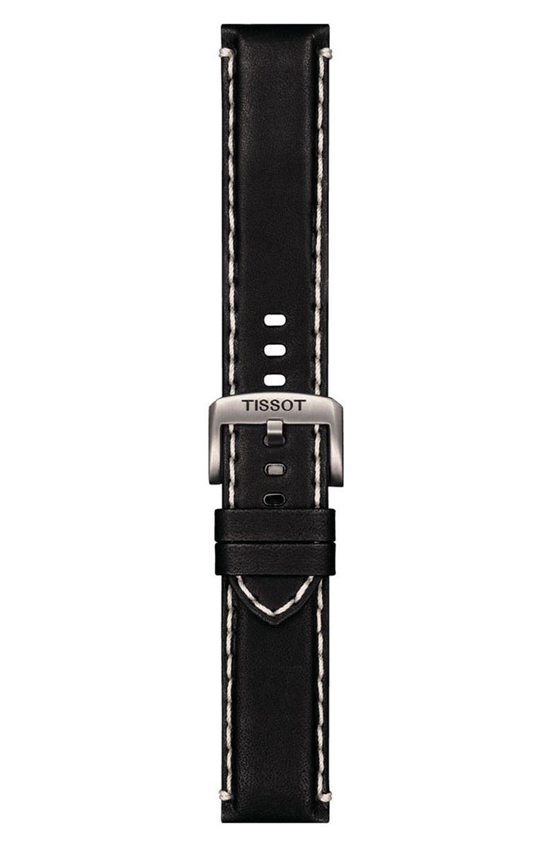 Tissot 22mm Stitched Leather Watch Strap, Main, color, 
