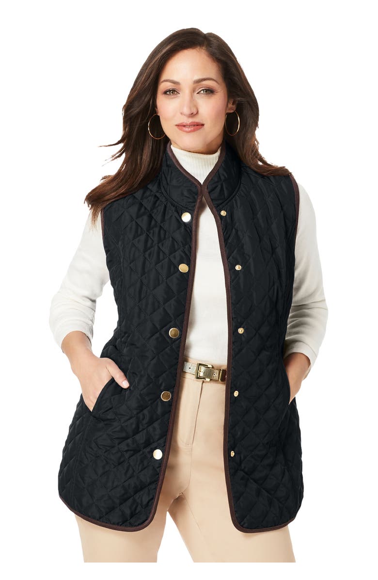 Jessica London Quilted Vest, Main, color, Black