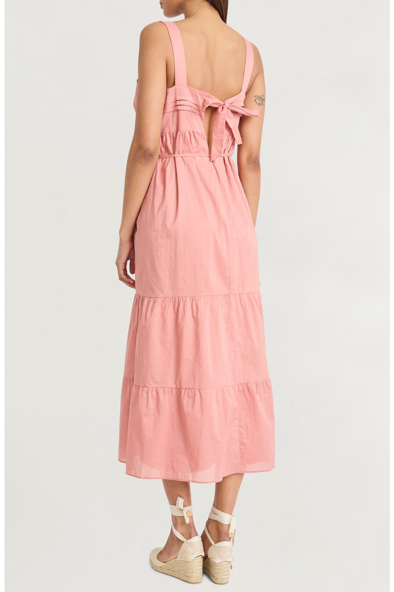 Tiered Tie Waist Midi Dress, Alternate, color, DESERT SAND