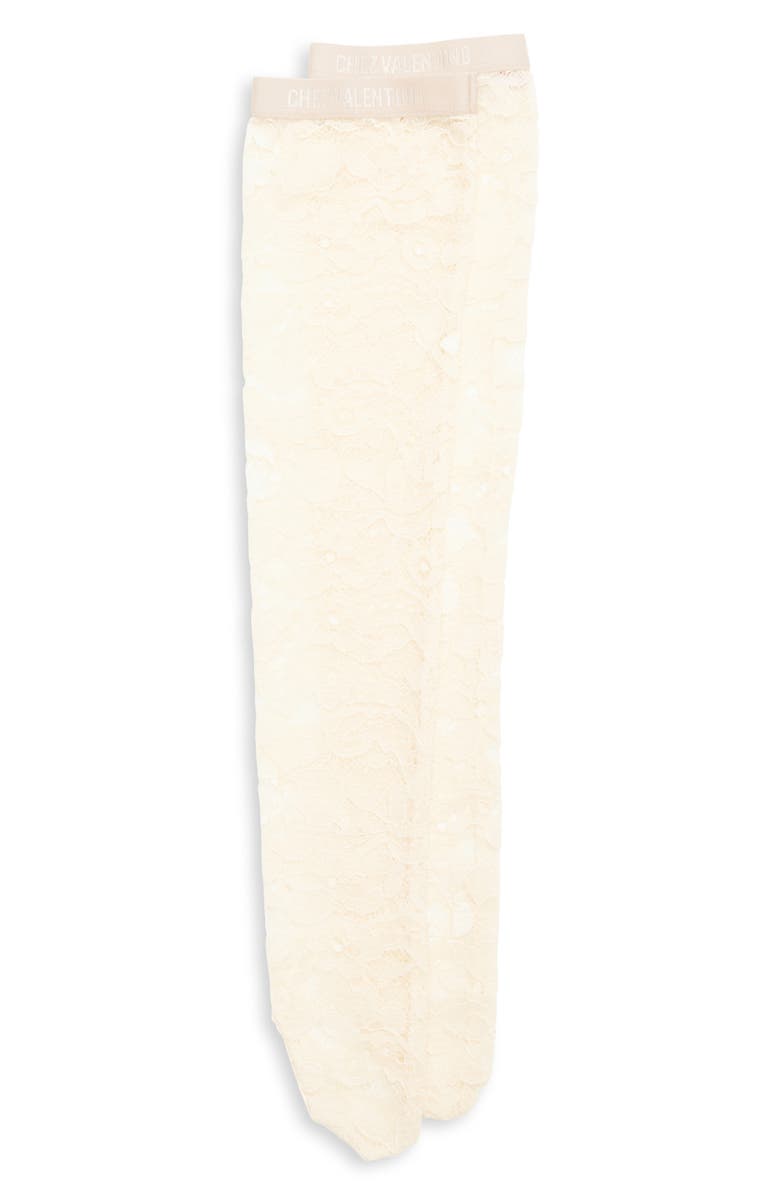 Valentino Garavani Floral Lace Knee High Socks, Main, color, Betulla