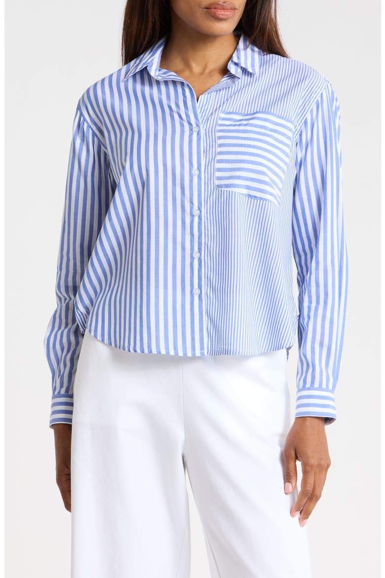 Lilah Long Sleeve Button Front Shirt, Main, color, LAKE STREAM