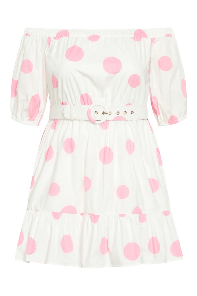 June Spot Off the Shoulder Belted Dress, Alternate, color, POP SPOT