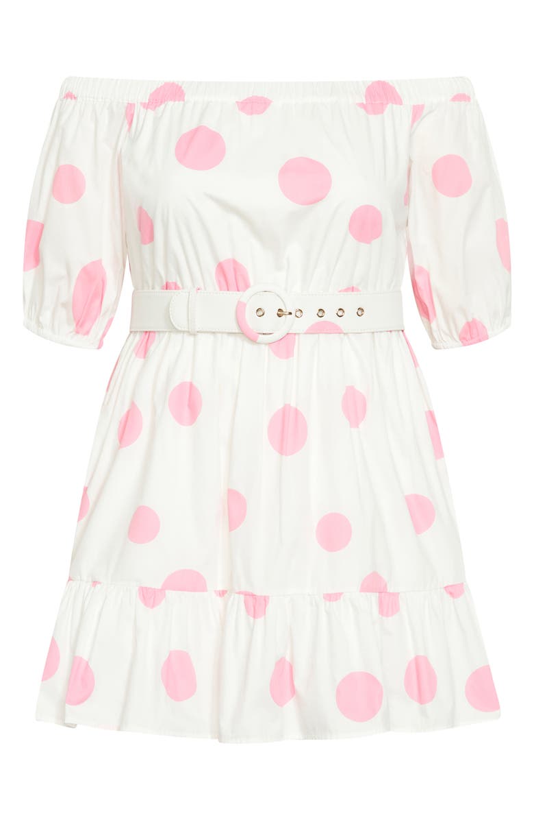 City Chic June Spot Off the Shoulder Belted Dress, Alternate, color, Pop Spot