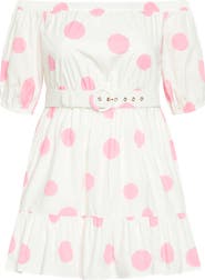City Chic June Spot Off the Shoulder Belted Dress