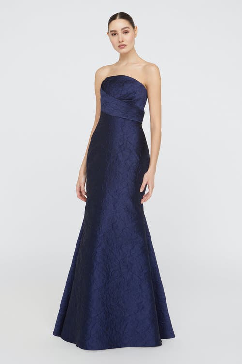 Theia Harlow Strapless Gown In Blue