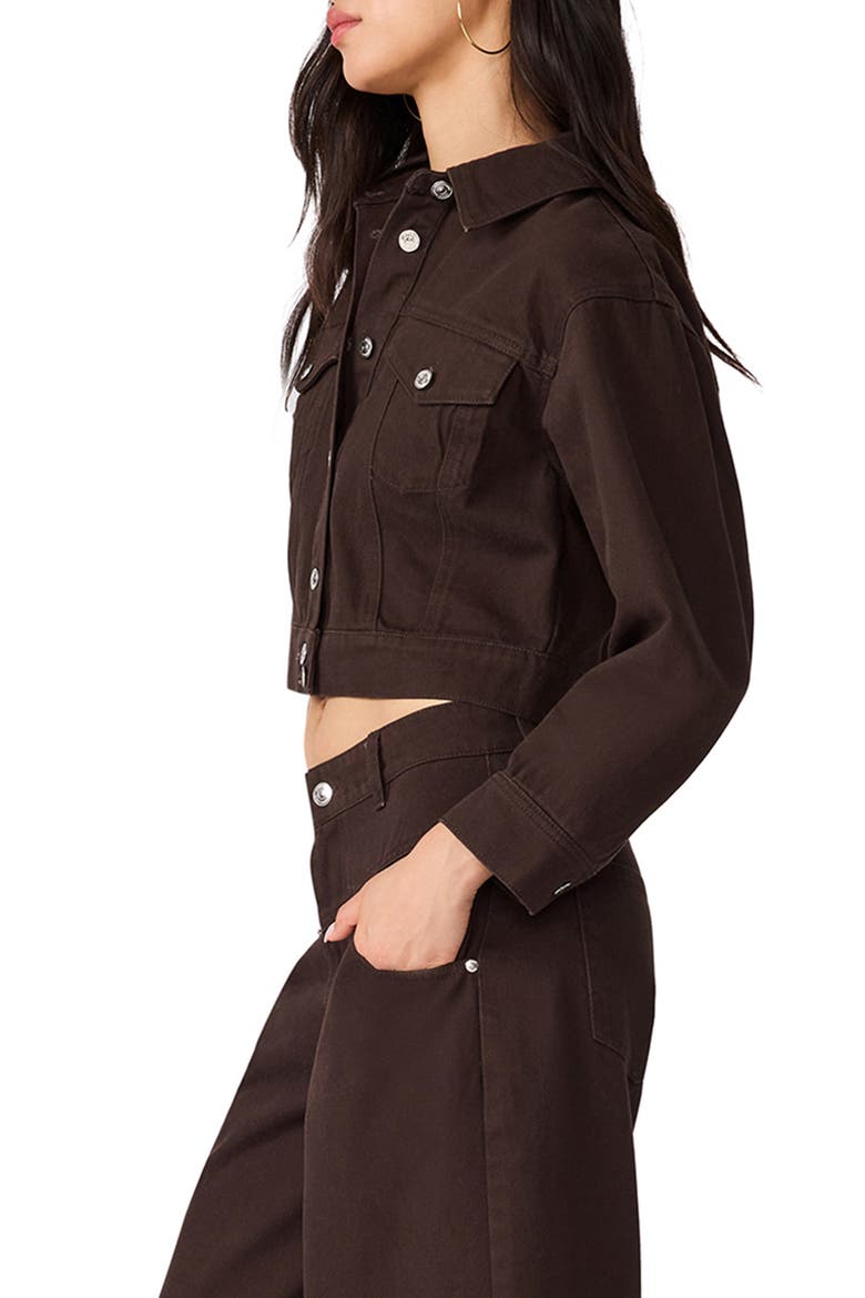 Dove Cropped Denim Jacket, Alternate, color, ESPRESSO