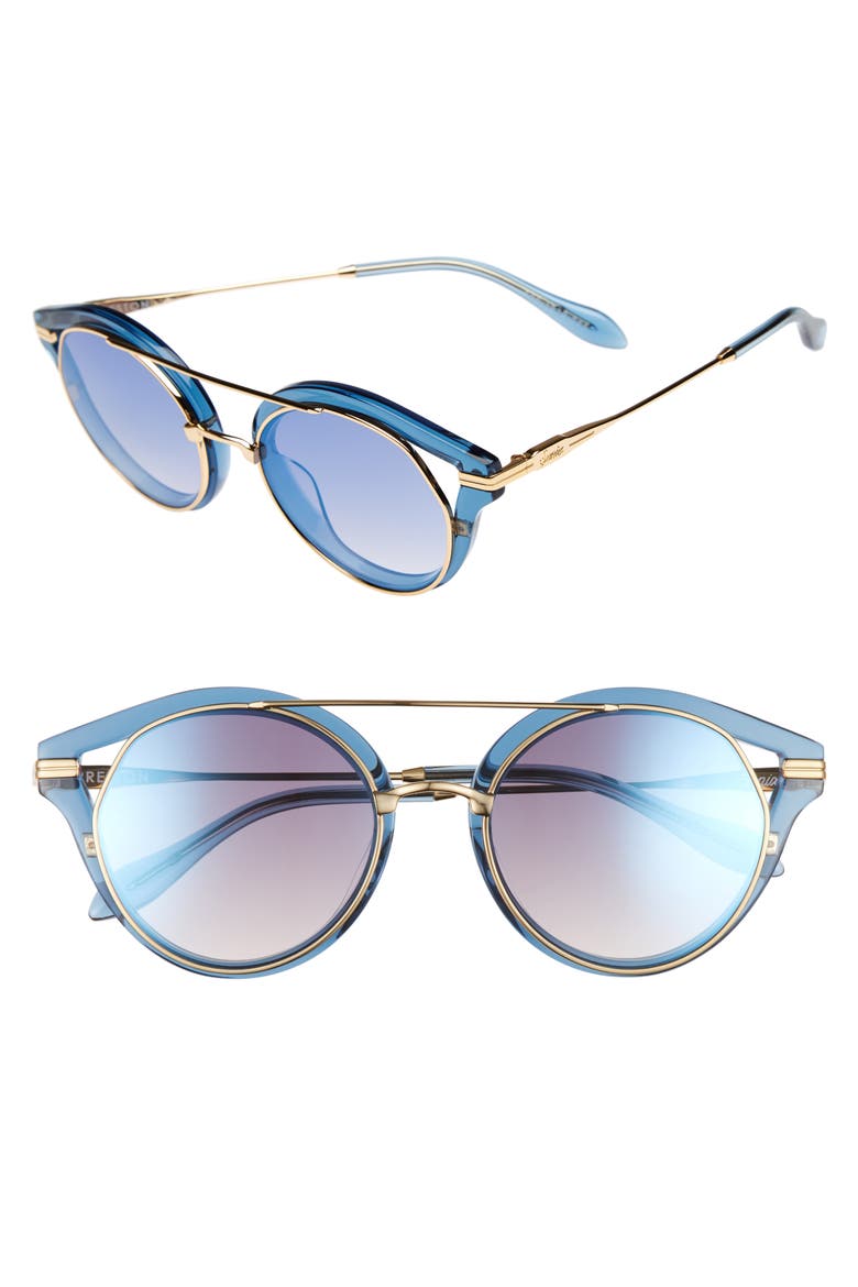 Preston 51mm Gradient Round Sunglasses, Main, color, BLUE CLEAR/ INDIGO MIRROR