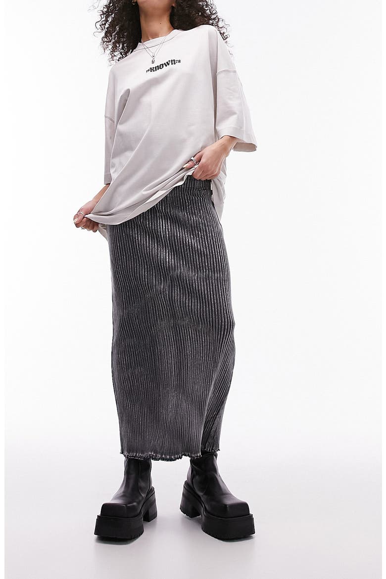 Acid Wash Rib Jersey Skirt, Main, color, GREY