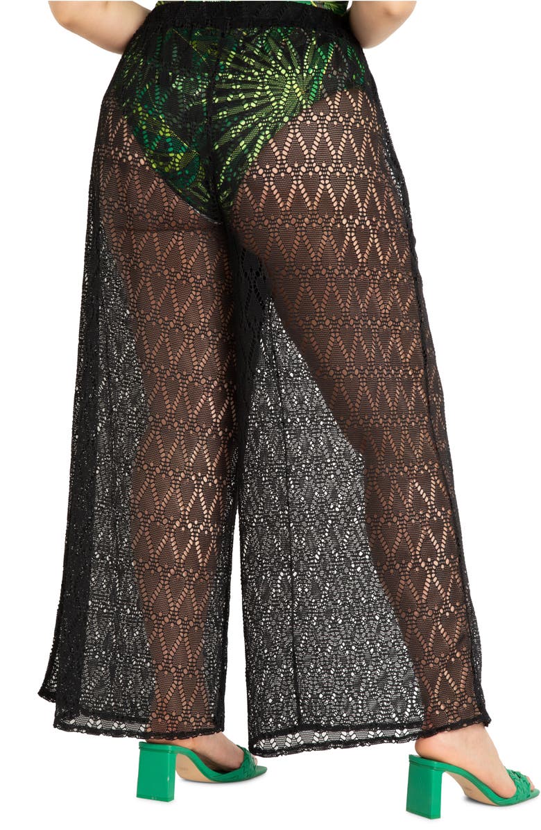 ELOQUII Wide Leg Crochet Cover-Up Pants, Alternate, color, 