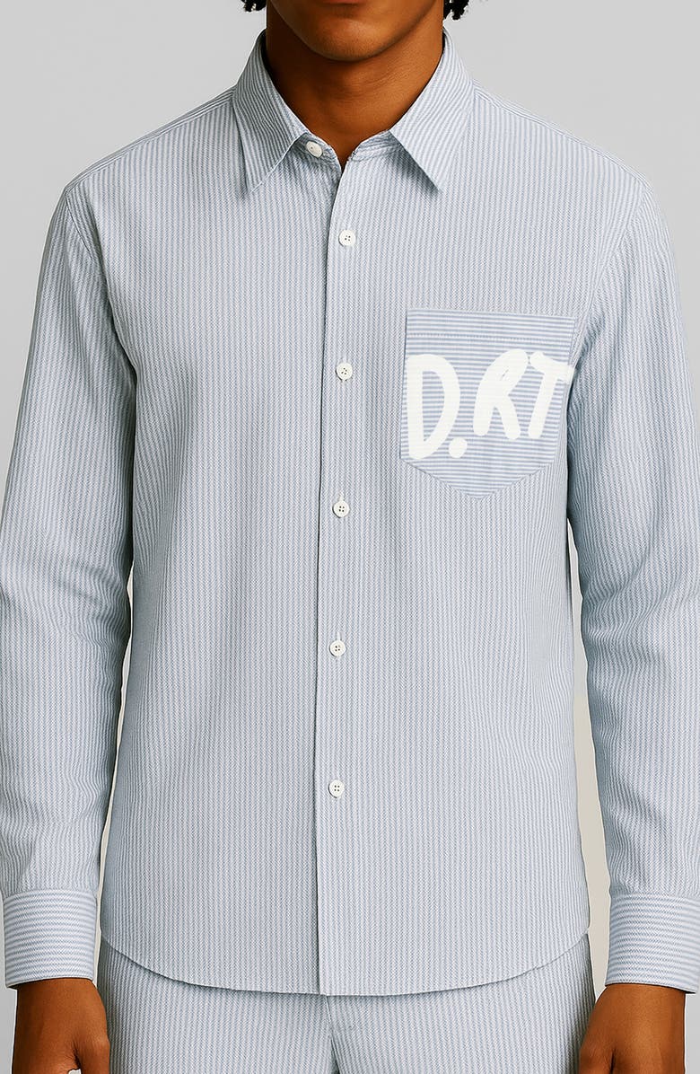 D.RT Stripe Button-Up Cotton Blend Oxford Shirt, Main, color, Blue/ White